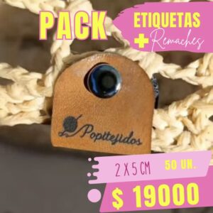 Pack 50 etiquetas Ecocuero + Remaches